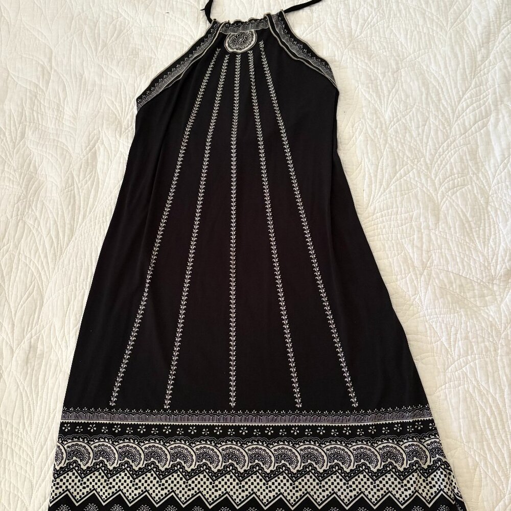 Black & White halter-style sundress/ striking vertical design sz L Max Studio